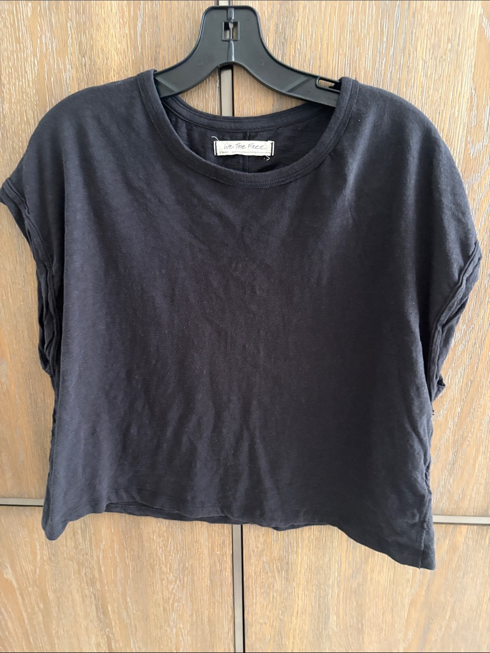 We The Free Black Cropped Boxy Tee